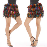 Huibaolu Costume Jazz Dance Luxury Peacock Feather Skirt Stage Dress Irregular Skirt