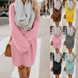 Huibaolu Autumn / Winter Ebaywish Fashionable Women's Dress With Long Sleeves, Round Neck And Loose Plush Dress