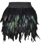 Huibaolu Costume Jazz Dance Luxury Peacock Feather Skirt Stage Dress Irregular Skirt