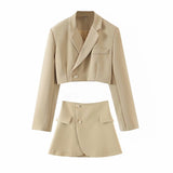 Huibaolu New Blogger Lapel Slimming Short Suit Jacket + High Waist Short Skirt Suit