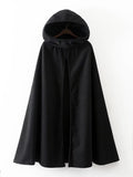 Huibaolu And Winter 2024 New Women's Front Forked Woolen Coat With Hat And Cloak