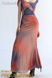 Huibaolu Backless Maxi Dress Women 2023 Summer Bodycon Elegant Sexy Tie Dye Outfits Ladies Birthday Party Club Dresses 0410