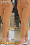 huibaolu Waist Cropped Elegant Casual Work Pants Women 0410