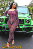 Huibaolu Summer Sexy Mesh Sheer Bodycon Jumpsuit Night Club Outfits Women 2023 Brown Jumpsuit Full Body Female New In Matching Sets 0410