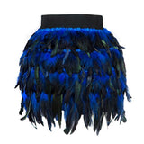 Huibaolu Costume Jazz Dance Luxury Peacock Feather Skirt Stage Dress Irregular Skirt