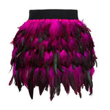 Huibaolu Costume Jazz Dance Luxury Peacock Feather Skirt Stage Dress Irregular Skirt