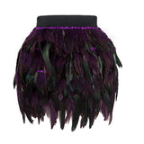 Huibaolu Costume Jazz Dance Luxury Peacock Feather Skirt Stage Dress Irregular Skirt