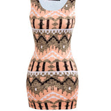 Huibaolu Independent Station Sells The New Fashionable Round Collar Sleeveless Printed Pencil Dress In 2024 Summer.