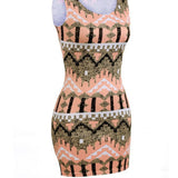 Huibaolu Independent Station Sells The New Fashionable Round Collar Sleeveless Printed Pencil Dress In 2024 Summer.