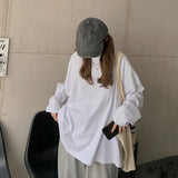 Huibaolu Ladies Basic White T-shirt Casual T-shirt Long Sleeve Harajuku T-shirt Female Spring Autumn Tops Women