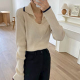 Huibaolu Korean Femme Tops Women Fashion Winter Spring Basic Wear Jumpers Solid Knitted Pullovers Short Sweaters