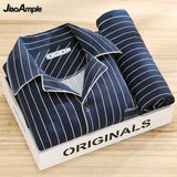 Huibaolu High-end Pajamas Men's Spring Autumn Striped Long-sleeved Trousers Pijamas Two-piece 2024 New Loose Nightwear Homewear Set