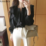 Huibaolu Female Fashion Korea Chic Tops Blusas Women Long Sleeve Elegant Basic Wear Office Lady Work Bow Tie Shirt Blouses