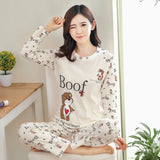 Huibaolu Winter New Long-Sleeved Pajamas Women's Casual Sleepwear Cute Cartoon Nightwear Women's Home Clothes Casual Nightgown