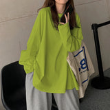 Huibaolu Ladies Basic White T-shirt Casual T-shirt Long Sleeve Harajuku T-shirt Female Spring Autumn Tops Women