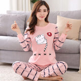 Huibaolu Winter New Long-Sleeved Pajamas Women's Casual Sleepwear Cute Cartoon Nightwear Women's Home Clothes Casual Nightgown