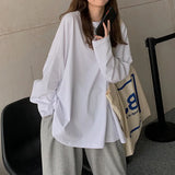 Huibaolu Ladies Basic White T-shirt Casual T-shirt Long Sleeve Harajuku T-shirt Female Spring Autumn Tops Women