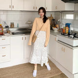 Huibaolu Summer Skirt Long Hot Sales Women Black White Dot Preppy Style Girls Korean Design High Waist Black Skirt 3024