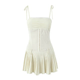 Huibaolu New Pleated Hem Slim Mini Suspender Dress