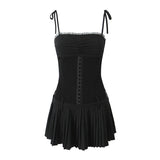 Huibaolu New Pleated Hem Slim Mini Suspender Dress