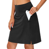 Huibaolu Solid Color Medium Waist Skirt Golf Skirt Sports Tennis Yoga Five-Point Skirt Trousers