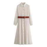 Huibaolu New Spring Dress With Belt, Flute And Pleats Is 8372089