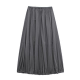 Huibaolu New Nylon Solid Color Pleated Casual Half Skirt 4391421