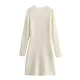 Huibaolu New Fashionable Knit Dress With Round Collar And Long Sleeves In Autumn