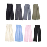 Huibaolu New Spring Style Pleated Front High Waist Trousers 7102528