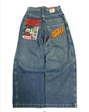 Huibaolu Wide-Legged Jeans Jnco Street Hip-Hop Personality Y2K Straight Casual Pants