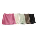 Huibaolu New Solid Color Fashion Style Short Style Four-Sided Bouncy Skirt Pants