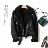 Huibaolu And Winter New Suede Suede Thickened Fur Integrated Suit Collar Belt Jacket Jacket