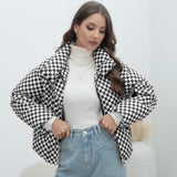 Huibaolu Plaid Women's Coat Bread Jacket Warm Down Cotton-Padded Jacket Women's Cotton-Padded Jacket