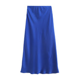 Huibaolu And Winter New Slim Version Satin Long Solid Color Half Skirt