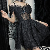 Huibaolu Autumn And Winter Women's Temperament Lace Splicing Sling Net Sexy Fashion Dress