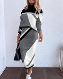 Huibaolu Autumn And Winter Large Size New Fashionable Dress Suit With Long Sleeves And High Collar