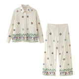 Huibaolu Summer Flower Embroidered Baggy Shirt 3444460 Trousers 2882460