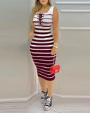 Huibaolu Independent Station Popular Style 2024 New Women's Striped Dress Women's Dress