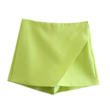 Huibaolu New Korean Version Of High Waist And Long Legs Asymmetrical Candy Colored Skirt Skirt Pants