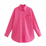 Huibaolu Ins14 Color Pocket Decoration Women's Basic Long-Sleeved Shirt In Spring And Summer Of 2024