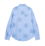 Huibaolu Spring Style Glue Embroidery Decorated Loose Poplin Shirt 2492056