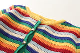 Huibaolu Rainbow Striped Round Neck Knitted Cardigan Short Sweater In Summer