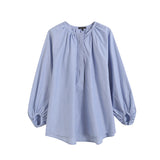 Huibaolu New French Commuter Style Girl's Bubble Sleeve Round Collar Shirt In Spring