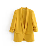 Huibaolu Spring Style Pleated Sleeve Sag Urban Leisure Candy Color Women's Suit Coat