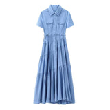 Huibaolu New Spring Style Spliced Dress With Belt Shirt 2240371