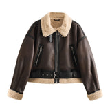 Huibaolu New Belt Trimmed With Fur Integrated Short Jacket Jacket