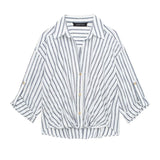 Huibaolu Spring Blended Striped Loose Casual Shirt 3035787