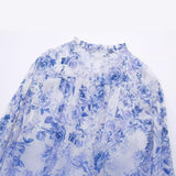 Huibaolu Spring Style Laminated Decorative Flower Printed Loose Blouse 2298069