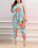 Huibaolu Independent Station New Spring And Summer Floating Edge Printed One-Piece Trousers Spot