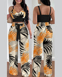 Huibaolu Independent Station Spring And Summer New Fashion Printing Suspenders To Attract 2-Piece Sets Of Trousers